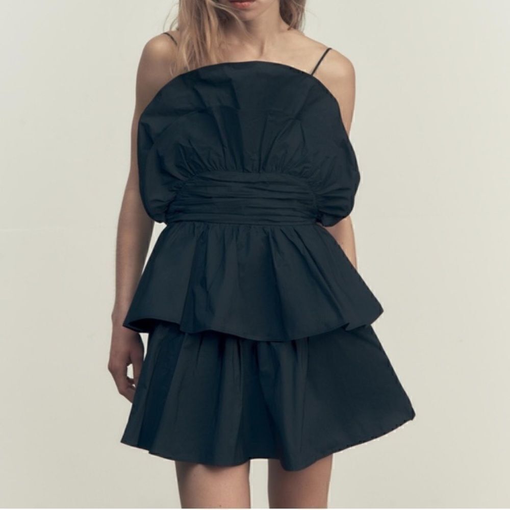 Zara Black Mini Ruffle Dress(Size Large)